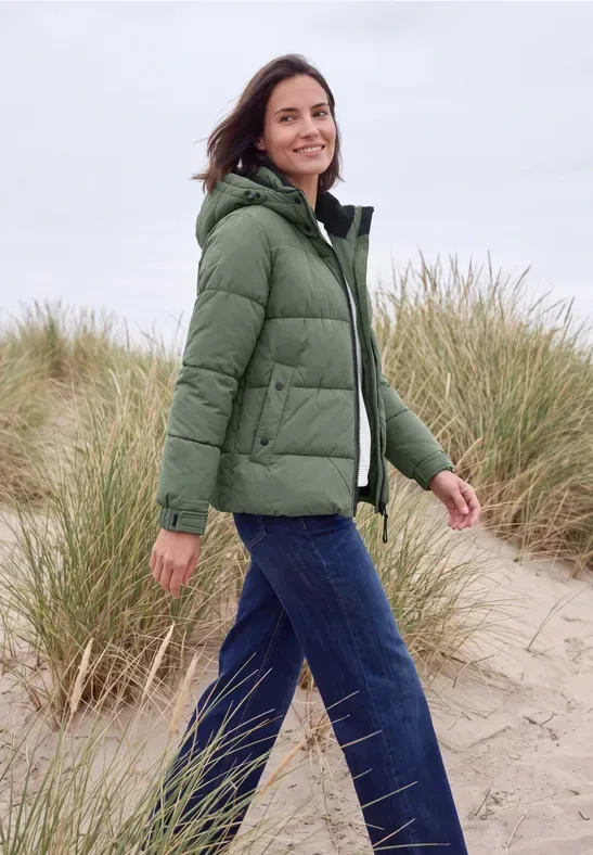 Steppjacke mit Kapuze und Reißverschluss