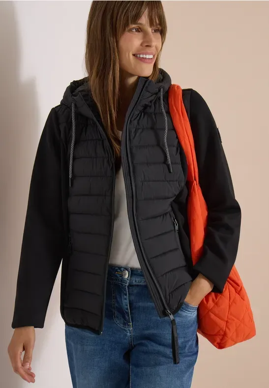 Scuba Jacke mit Strukturmix und Kapuze
