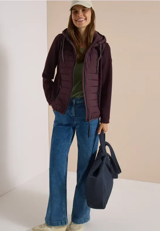 Scuba Jacke mit Strukturmix und Kapuze