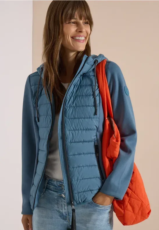 Scuba Jacke mit Strukturmix und Kapuze