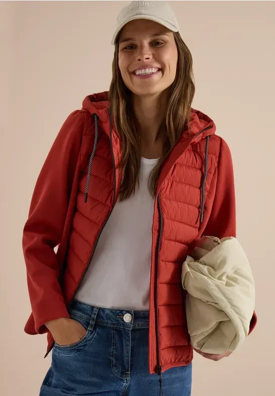 Scuba Jacke mit Strukturmix und Kapuze