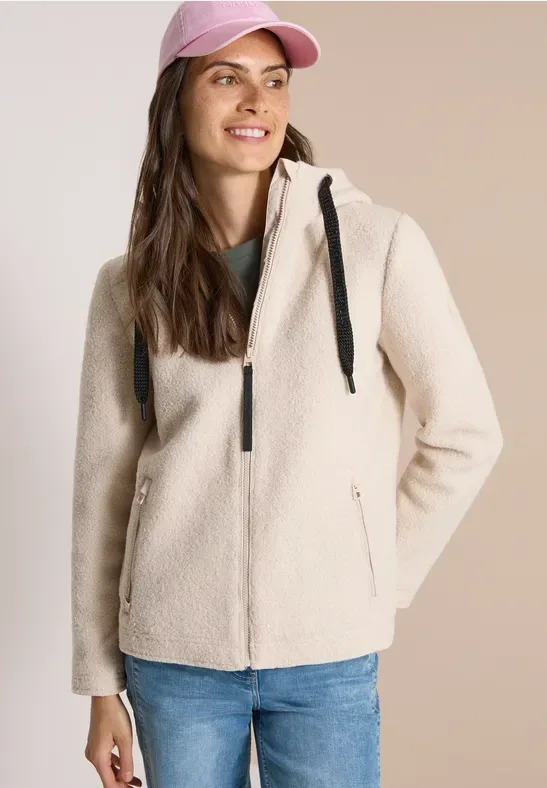 Jacke in Woll-Optik mit Kapuze