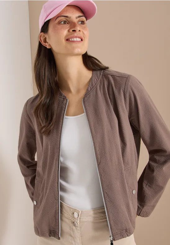 Blouson in Seersuckerqualität mit Zipper