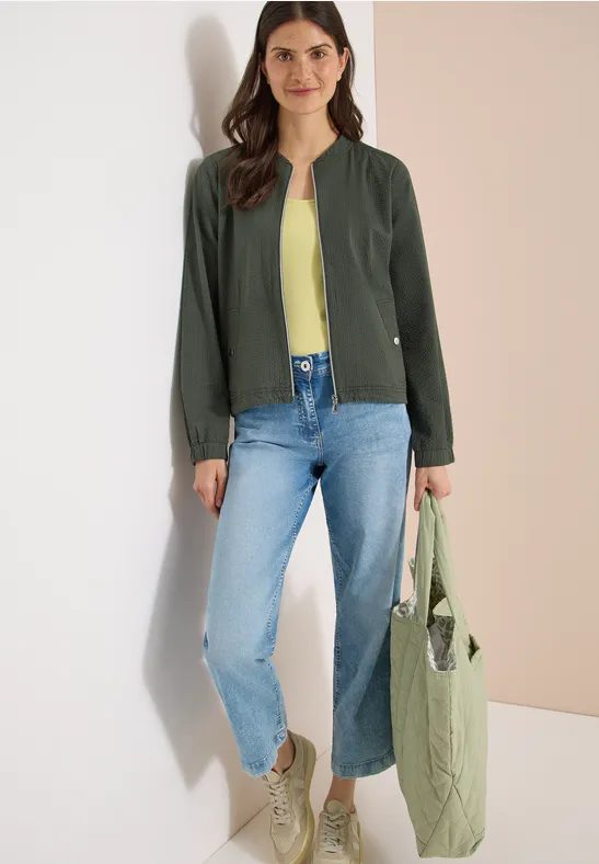Blouson in Seersuckerqualität mit Zipper