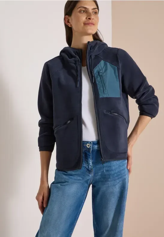 Jacke aus Fleece mit Kapuze