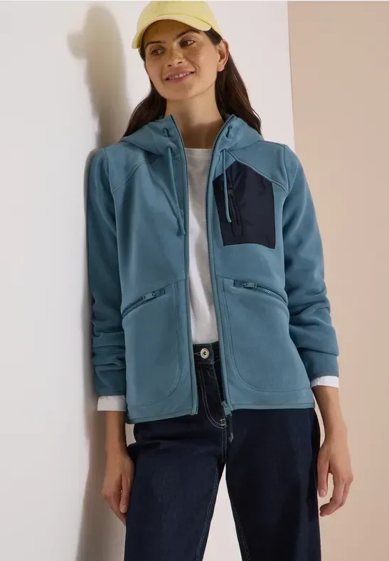 Jacke aus Fleece mit Kapuze