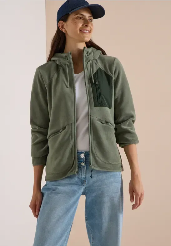 Jacke aus Fleece mit Kapuze