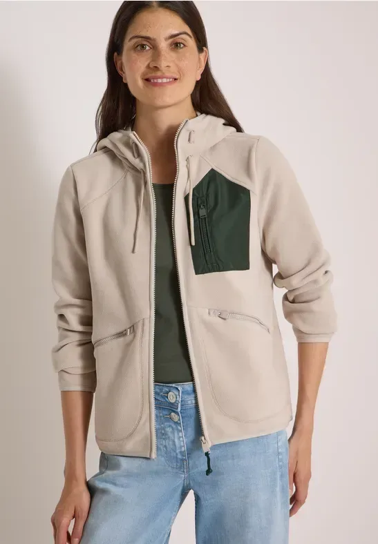 Jacke aus Fleece mit Kapuze