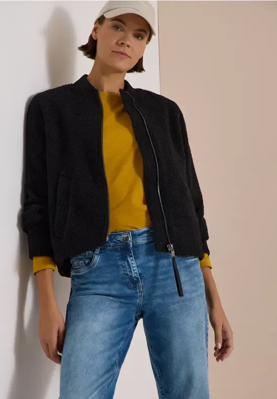 Blouson in Woll-Optik mit Zipper