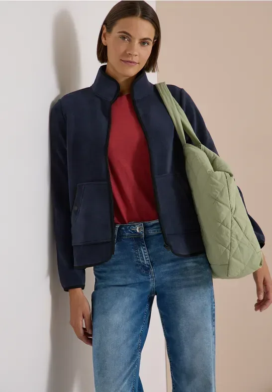 Fleecejacke mit Zipper und Stehkragen