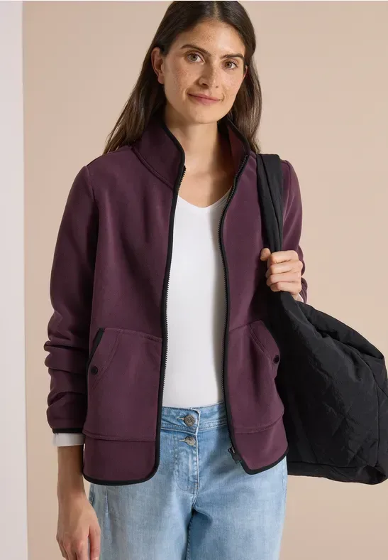 Fleecejacke mit Zipper und Stehkragen