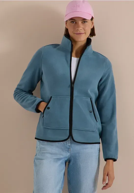 Fleecejacke mit Zipper und Stehkragen