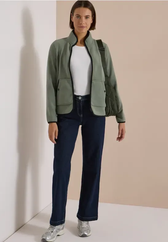 Fleecejacke mit Zipper und Stehkragen