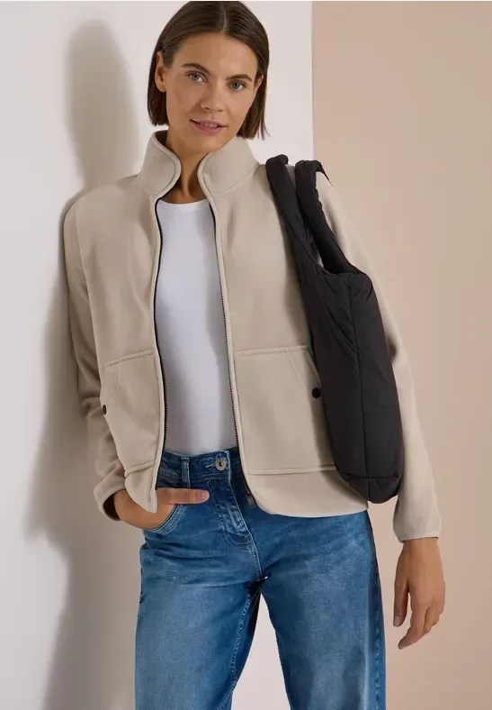 Fleecejacke mit Zipper und Stehkragen