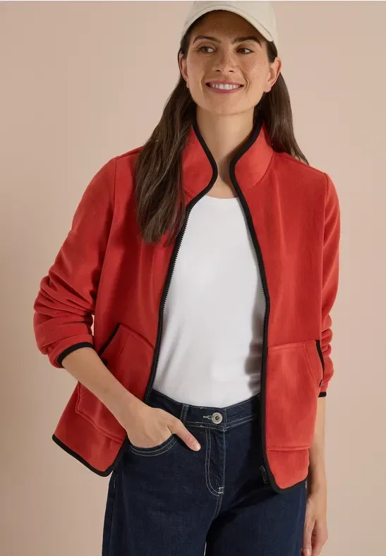 Fleecejacke mit Zipper und Stehkragen