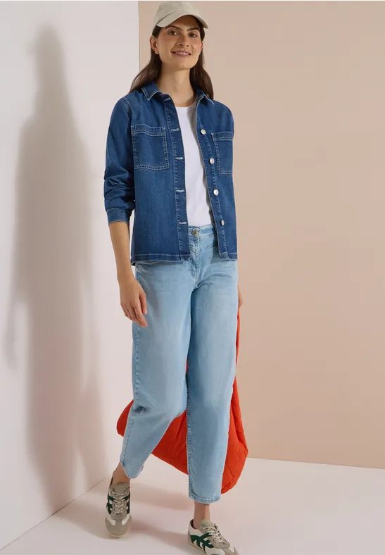 Denim Overshirt mit Knopfleiste