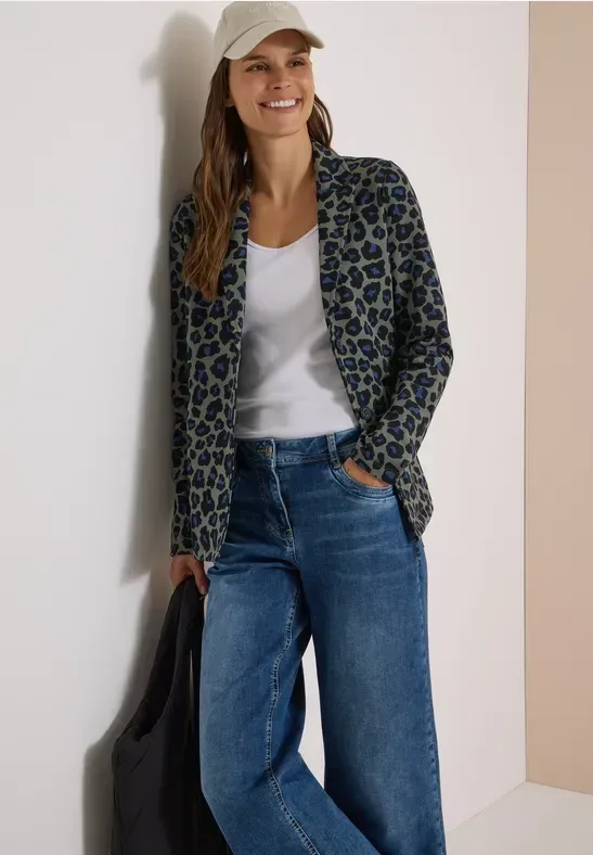 Oversized Blazer mit Knöpfen und Print