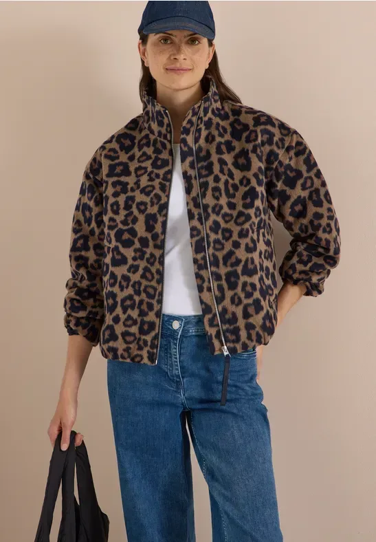 Blouson mit Stehkragen und Leo-Muster