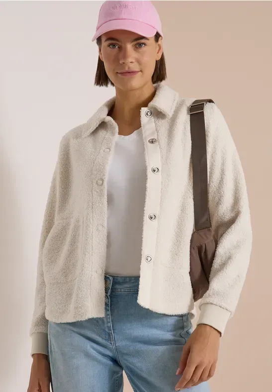 Teddy-Overshirt mit Knopfleiste
