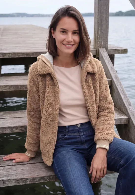 Teddy-Overshirt mit Scuba-Kapuze