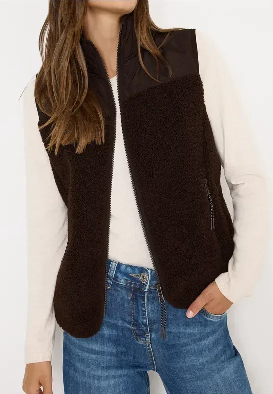 Teddy-Weste mit Steppdetails