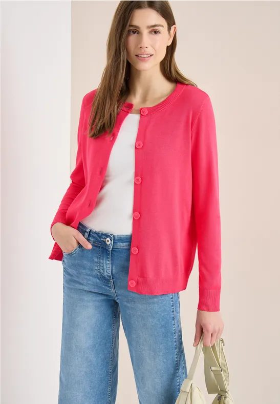 Basic Cardigan mit Rundhals