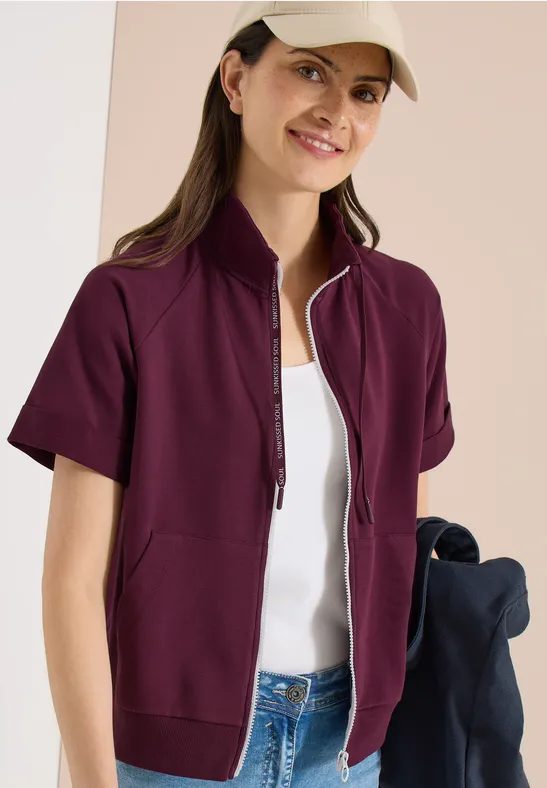 Kurzarm Sweatjacke mit Zipper