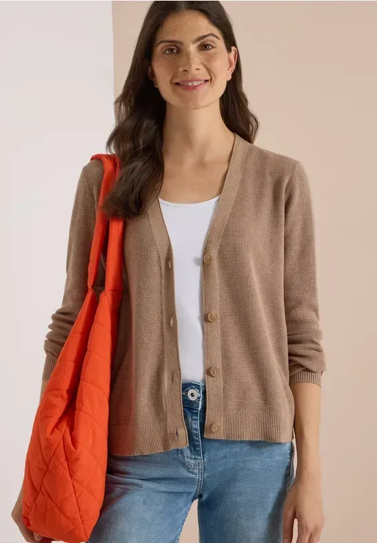 Cardigan mit V-Neck und Struktur