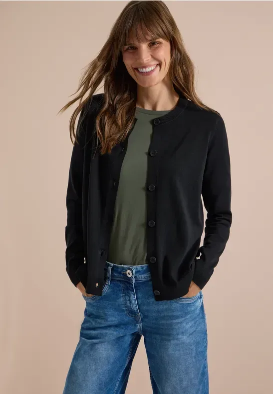 Cardigan mit Rundhals und Knopfleiste