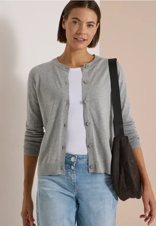 Cardigan mit Rundhals und Knopfleiste