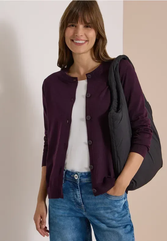 Cardigan mit Rundhals und Knopfleiste