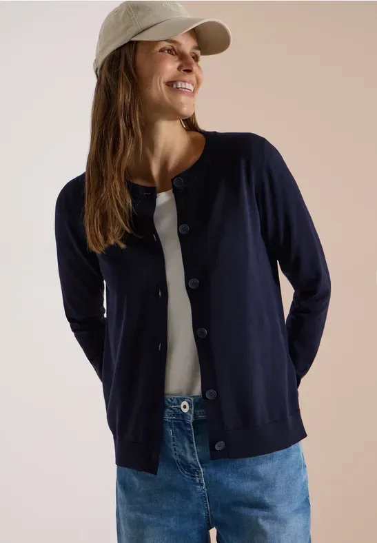 Cardigan mit Rundhals und Knopfleiste