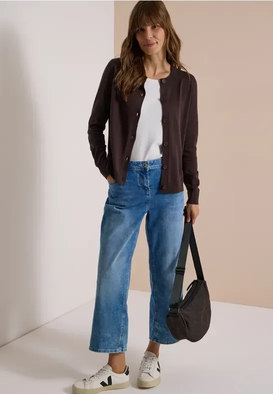 Cardigan mit Rundhals und Knopfleiste