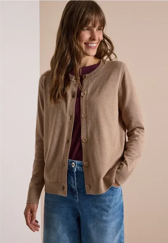 Cardigan mit Rundhals und Knopfleiste