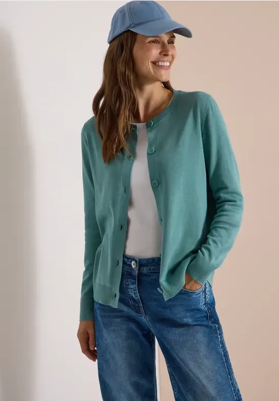 Cardigan mit Rundhals und Knopfleiste