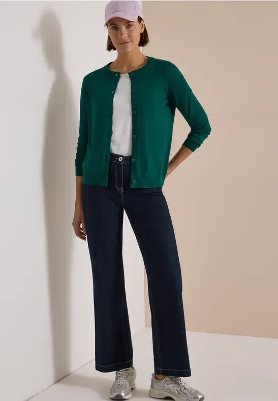 Cardigan mit Rundhals und Knopfleiste