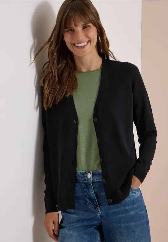 Cardigan mit V-Neck und Knopfleiste