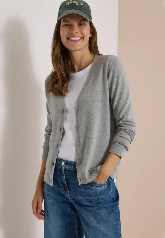 Cardigan mit V-Neck und Knopfleiste