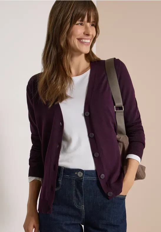 Cardigan mit V-Neck und Knopfleiste