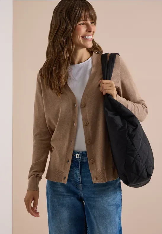 Cardigan mit V-Neck und Knopfleiste