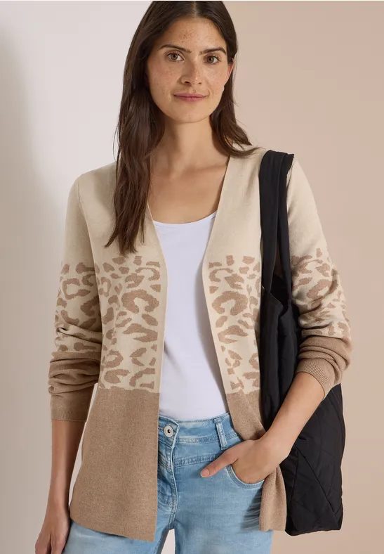 Offener Cardigan mit Jacquard