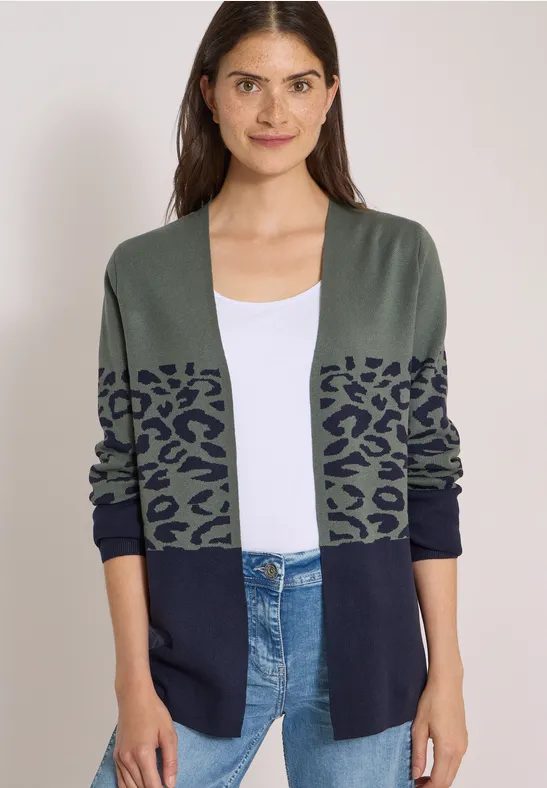 Offener Cardigan mit Jacquard