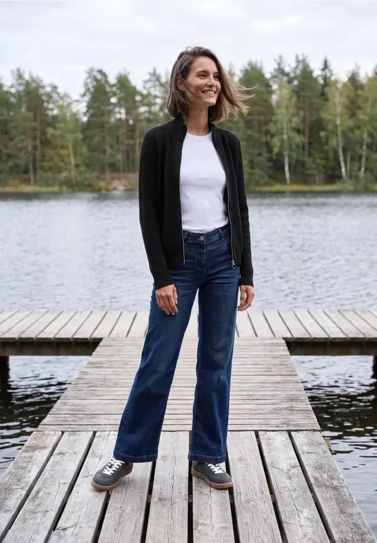 Cardigan mit Stehkragen und Zipper