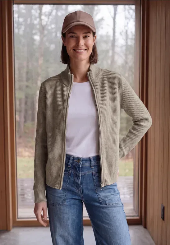 Cardigan mit Stehkragen und Zipper