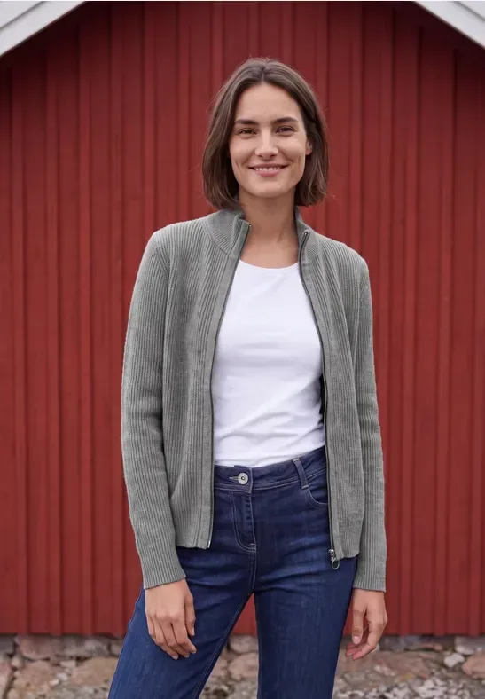 Cardigan mit Stehkragen und Zipper