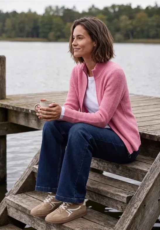 Cardigan mit Stehkragen und Zipper