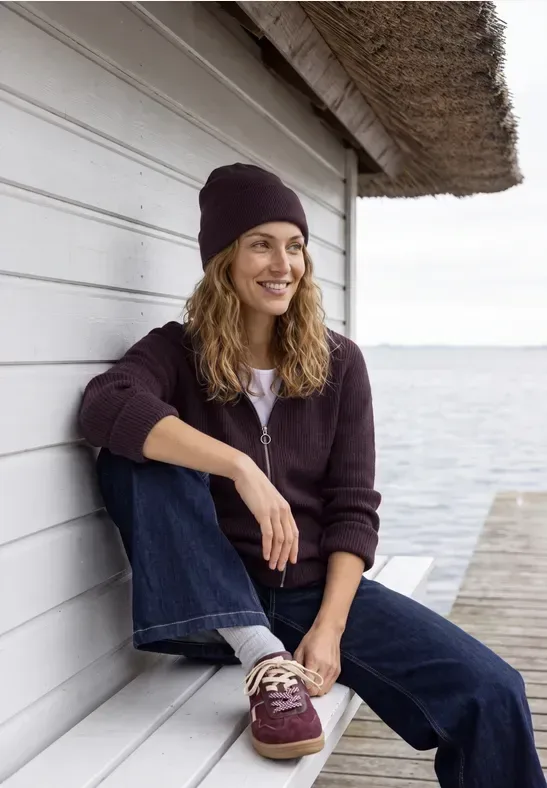 Cardigan mit Stehkragen und Zipper