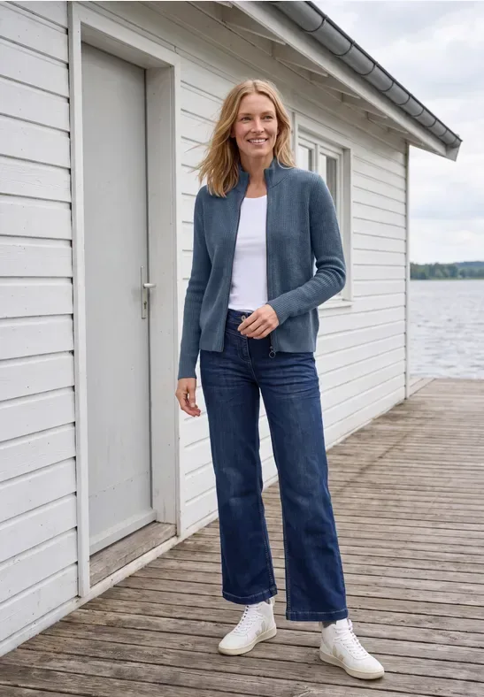 Cardigan mit Stehkragen und Zipper