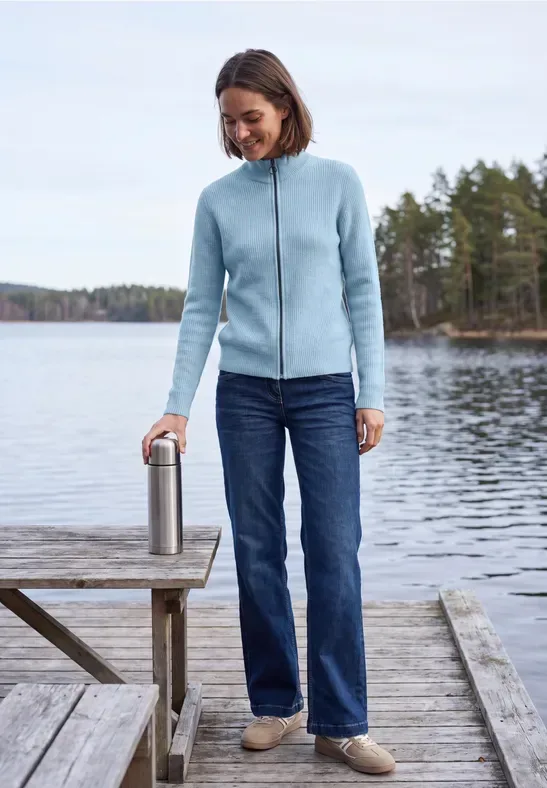 Cardigan mit Stehkragen und Zipper