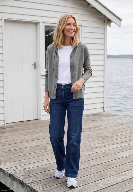 Langarm Cardigan mit Kapuze